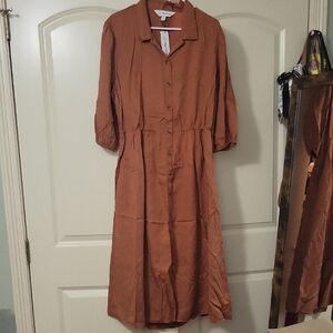 Chic Tan Button-Up Dress